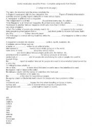 English Worksheet: the press