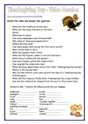 English Worksheet: Thanksgiving Day - Video Session