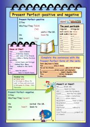 English Worksheet: Present Perfect -positive negative