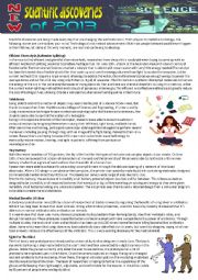 English Worksheet: New Scientific Discoveries of 2013 (reading and vocabulary test+critical thinking, answer key is included,5 pages)
