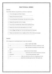 English Worksheet: Past Modal Verbs (must have, could have, cant have & should have)