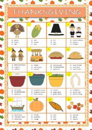 English Worksheet: Thanksgiving