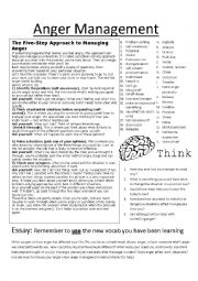 English Worksheet: Anger Management