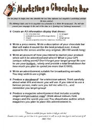 English Worksheet: Advertising Campaigin- A New Chocolate Bar