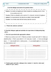 English Worksheet: Asking and seeking advice