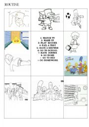 English Worksheet: the simpsons. routine