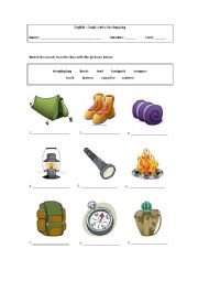 English Worksheet: Camping Vocabulary