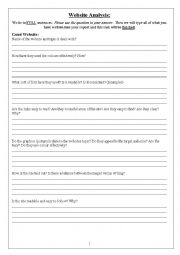 English Worksheet: Website Analysis