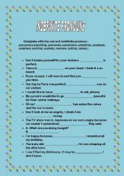 English Worksheet: INDEFINITE PRONOUNS