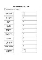 English Worksheet: Number up to 100