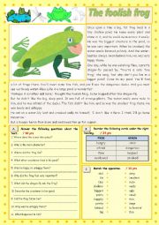 English Worksheet: The foolish frog (Reading Comprehension)