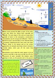 Water cycle (multi-activity worksheet, debating and writing)