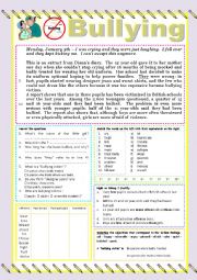 English Worksheet: Bullying READING or TEST