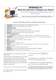 English Worksheet: What The Internet Is Doing To Our Brains
