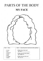 English Worksheet: My face