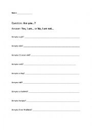 English Worksheet: Are You...?