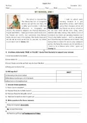English Worksheet: test about school 
