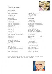 English Worksheet: Bad Romance by Lady Gaga