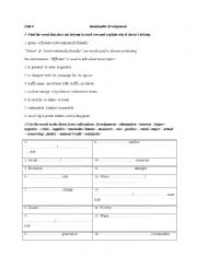 English Worksheet: Sustainable development related vocabulary 