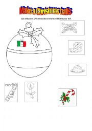 English Worksheet: MAKE A CHRISTMAS BALL