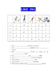 English Worksheet: Like -ing