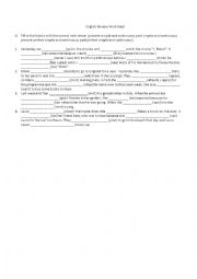 Grammar review worksheet