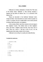 English Worksheet: Halloween - Text and Questions