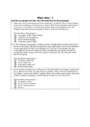 English Worksheet: Main Idea Worksheet