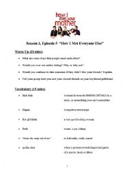 English Worksheet: How I Met Your Mother - Season 3, episode 5