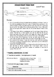 End-of-First term test 9th 