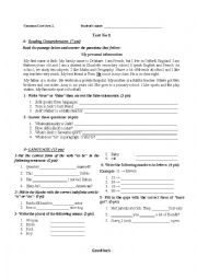 English Worksheet: common core test 