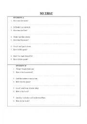 English Worksheet: Practice SO THAT structure