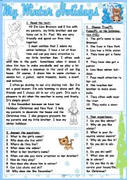 English Worksheet: My winter holidays