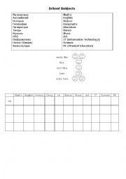 English Worksheet: school subject