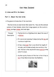 English Worksheet: Kiwi in NZ