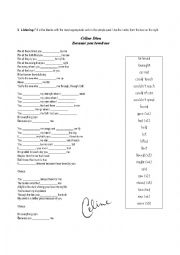 English Worksheet: Because You Loved Me by Celine Dion (listening, pronunciation, speaking)