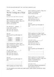 English Worksheet: Were Going on a Bear Hunt Sounds Worksheet