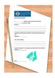 English Worksheet: Matilda Adoption Paper 