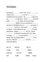 English Worksheet: YESTERDAY