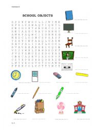 English Worksheet: School Objects