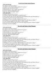 English Worksheet: proverbs and quotes about humour