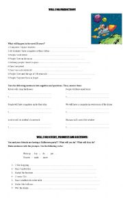 English Worksheet: Will for offers and predictions 