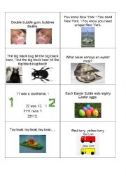 English Worksheet: Tongue Twister Cards part 2