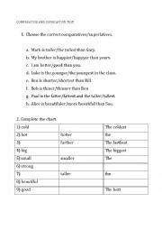 English Worksheet: Test on Comparative and Superlatives