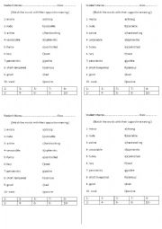 English Worksheet: Adjectives-Matching Opposites