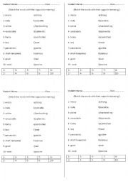 Adjectives-Matching Opposites