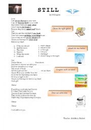 English Worksheet: Song: Still by 98