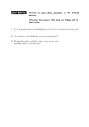 English Worksheet: cyber-bullying_peer interview