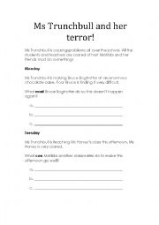 English Worksheet: Ms Trunchbull and her Terror - Modals and Matilda