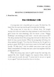 English Worksheet: Birthday Gift